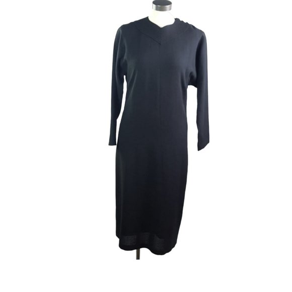Paddye Mann Clothing (Pakenham) Black Long Sleeve Dress Made in Ontario Canada - Picture 2 of 13